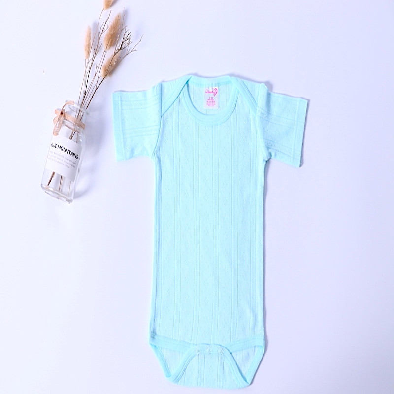 6M short Sleeve Jacquard Cotton Breathable Summer Baby Onesie 6 colors
